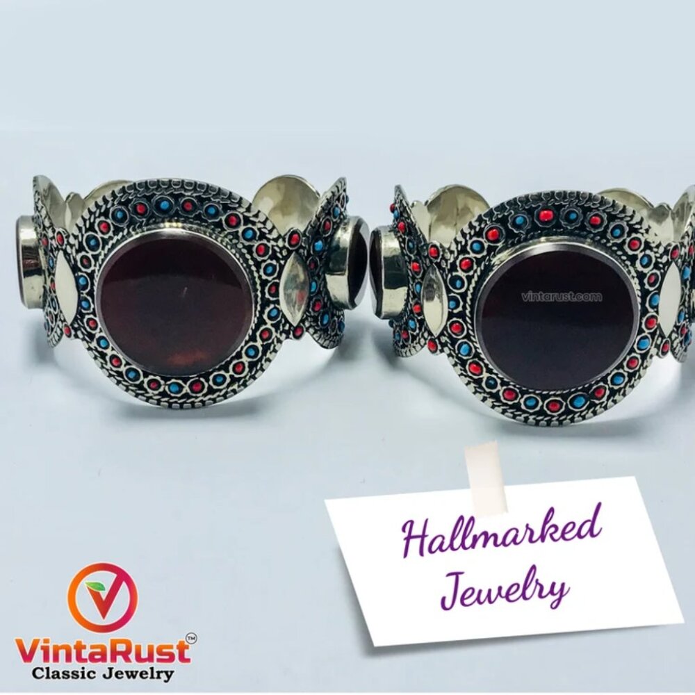 Single Handmade Kuchi Cuff Bracelet: Afghan Tribal Jewelry